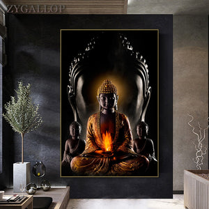 Dios Buda pared arte impresiones Buda estatua lienzo pintura budismo pared cuadros para sala de estar carteles religiosos decoración de pared