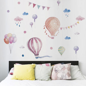 Pegatina de pared de globo de aire caliente para decoración de habitaciones de niños, calcomanías de vinilo para pared, pegatinas de decoración para dormitorio de niños, murales de arte, decoración del hogar