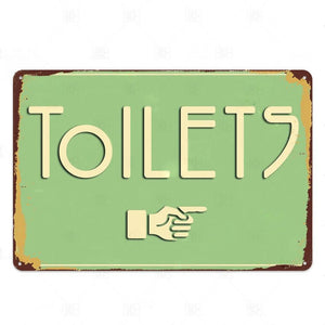 Plaque de signe de toilette en métal Vintage salle de bain signe en métal étain signe décoration murale pour toilette salle de bain toilettes