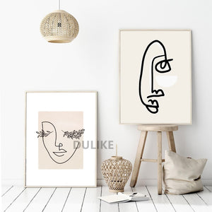 Single Line Face Art Print Minimalist Poster Woman Face One Line Drawing Neutral Wall Art Canvas Painting Home Room Wall Decor
