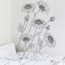 Load image into Gallery viewer, Black sketch sunflower wall stickers living room bedroom wall decor removable vinyl wall decals for room decor home decoration