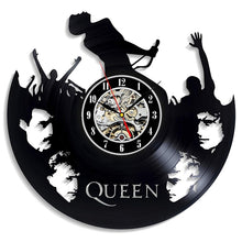 Carica l&#39;immagine nel visualizzatore della Galleria, Orologio da parete Queen Rock Band Design moderno Tema musicale Orologi classici con dischi in vinile Orologio da parete Decorazioni per la casa d&#39;arte Regali per musicisti