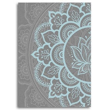 Загрузите изображение в программу просмотра галереи, Синий Серый Мандала Холст Картина Плакат Бохо Цветочный Узор Дзен Настенный Художественный Принт Нейтральный Приглушенный Настенный Декор для Йоги для Гостиной