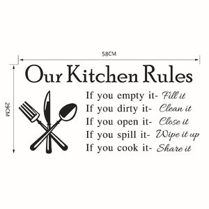 Kitchen Wall Stickers Vinyl Wall Decals for Kitchen English Quote Home Decor Art Decorative Stickers PVC Dining Room For Bar PVC