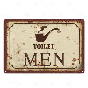 Plaque de signe de toilette en métal Vintage salle de bain signe en métal étain signe décoration murale pour toilette salle de bain toilettes