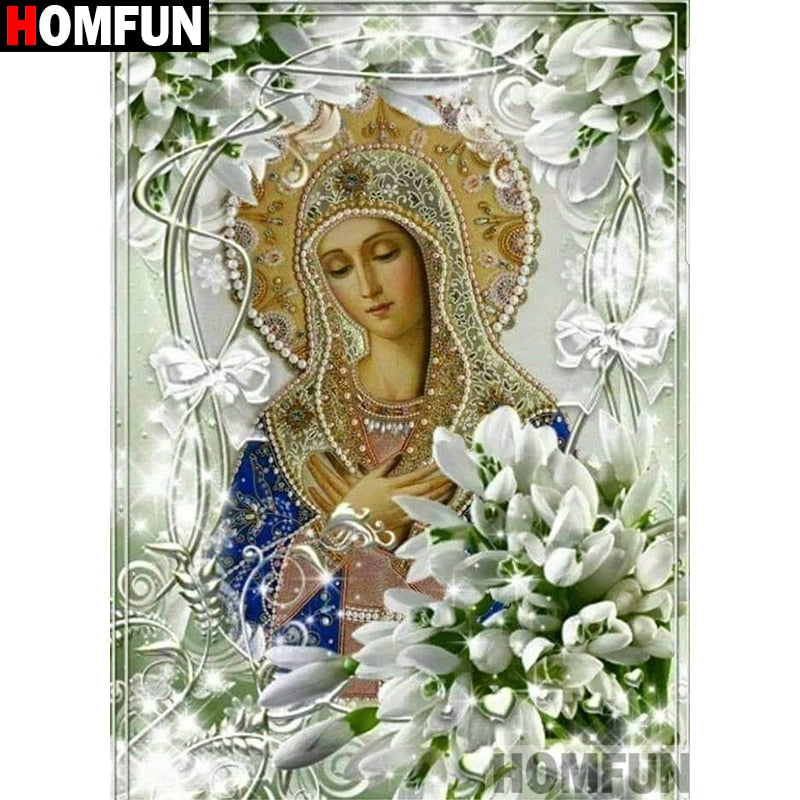 HOMFUN Full Square/Round Drill 5D DIY Diamond Painting "Religious figure" 3D Embroidery Cross Stitch 5D Home Decor A30044