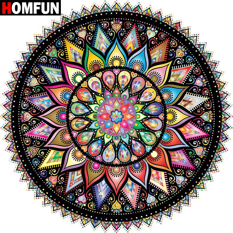 Full Square/Round Drill 5D DIY Diamond Painting &quot;Colorful mandala&quot; 3D Diamond Embroidery Cross Stitch Home Decor
