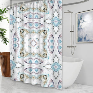 Тема бохо, синие занавески для душа, аксессуары для ванной комнаты, милая водонепроницаемая ткань с 3D принтом и крючками, декоративная занавеска с геометрическим узором
