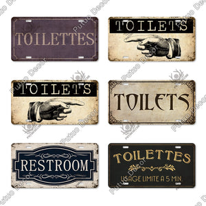 Putuo Decor Restroom Metal Sign Plaque Metal Vintage License Plate for Bar Club Toilet Bathroom Restroom Toilettes Door Decor