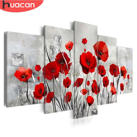 5 unids/set pintura de diamantes de múltiples imágenes flor punto de cruz bordado de diamantes redondo completo DIY mosaico de diamantes decoración del hogar