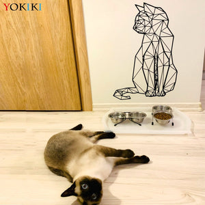 Adesivo da parete con geometria simpatico gatto Adesivi per decalcomanie da muro Decorazioni per la casa per la decorazione della stanza del bambino Decalcomanie da muro in vinile