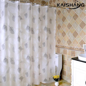 K-water Nature Shower Kitchen Curtains Fashion Gray Leaves Romantic Art Waterproof for Bath with Hooks For Bathroom