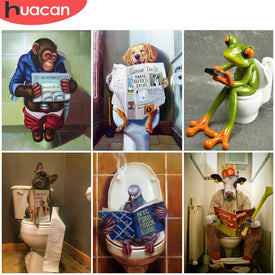 HUACAN 5D Fai Da Te Cane Pittura Diamante Animale Ricamo Mosaico Wc Punto Croce Cartoon Home Decor Wall Stickers Nuovo Arrivo