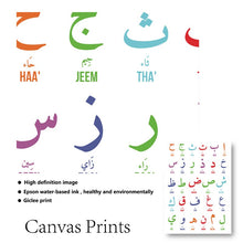 Laden Sie das Bild in den Galerie-Viewer, Arabische islamische Wandkunst auf Leinwand, arabische Buchstaben, Alphabete, Ziffern, Poster, Kinderzimmer, Kinderzimmer, Wandkunst, Dekoration