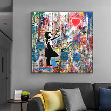 Carica l&#39;immagine nel visualizzatore della Galleria, Street Graffiti Art Banksy Art Pop Art Canvas Painting Cuadros Poster Wall Art for Living Room Home Decor (No Frame)
