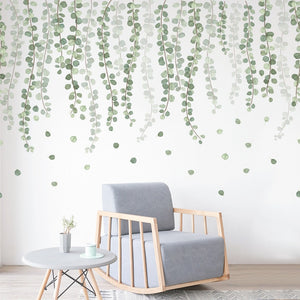 Adesivi murali in foglie di rattan in stile nordico per soggiorno camera da letto Decalcomanie da muro in vinile ecologiche Adesivi per decorazioni per la casa per parete