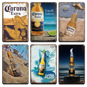 NEW Corona Extra Beer Poster Cover Wall Decor Metal Sign Vintage Pub Bar Restroom Home Beach Living Room Decoration Tin Signs