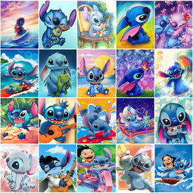 Disney 5D DIY diamante bordado dibujos animados Lilo & Stitch cuadro mosaico decoración del hogar taladro redondo diamante pintura punto de cruz Kit