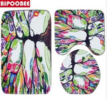 Загрузите изображение в программу просмотра галереи, Красочные тюльпаны, цветы лотоса, деревья, наборы занавесок для душа, нескользящие коврики, крышка для унитаза и коврик для ванной, водонепроницаемые занавески для ванной комнаты