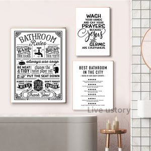 Bathroom Signs Print Vintage Bathroom Decor , Apothecary Quote Wall Art Canvas Painting Picture Rustic Sign Farmhouse Decoration