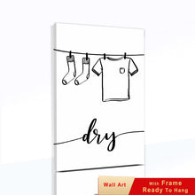 Load image into Gallery viewer, Laundry Shop Wash Dry Press Poster Sign Wall Art Pictures Decor Black White Prints Canvas Painting for Bathroom Cuadros