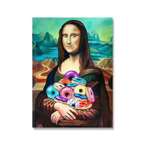Canvas Painting Print Funny Toilet Wall Art Mona Lisa Bathroom Paper Poster Home Decoration Nordic Modular Picture Living Room