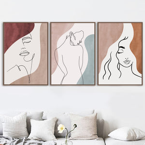 Drew Line Flower Body Girl Wall Art Canvas Painting Abstract Nordic Posters And Prints Wall Pictures For Living Room Wall Decor