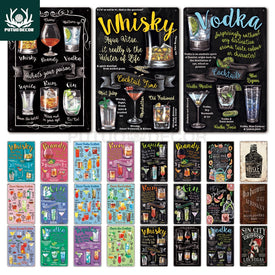 Putuo Decor Targhe in metallo Targa in metallo Vintage Cocktail Targa in metallo Decorazione da parete per Man Cave Bar Club Piastra decorativa in ferro dipinto