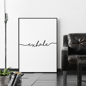 Inhale Exhale Letters Poster Nordic Minimalist Canvas Art Prints Painting Wall Art Decorative Picture Living Room Home Decor