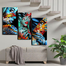 Load image into Gallery viewer, Graffiti Women Portrait Oil Painting Posters and Prints Wall Decor for Living Room Canvas Painting Wall Art Picture Home  Decor