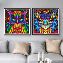 Laden Sie das Bild in den Galerie-Viewer, 5D DIY voller quadratischer / runder Diamantmalerei &quot;Tier&quot; Löwe Eule Strass Stickerei Mosaikbild Heimdekoration 3D Kreuzstich