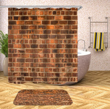 Charger l&#39;image dans la galerie, Rideaux de douche en bois 3D rideaux de douche en tissu imperméable avec crochets rideau de salle de bain rideau de bain drôle ou tapis