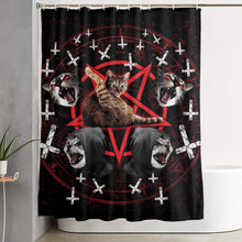 Load image into Gallery viewer, Satanic Cat Pentagram Death Black Metal Shower Curtain Durable Bathroom Curtains