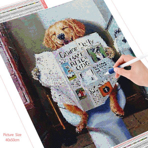 HUACAN 5D Diy Dog Diamond Painting Animal Embroidery Mosaic Toilet Cross Stitch Cartoon Home Decor Wall Stickers New Arrival