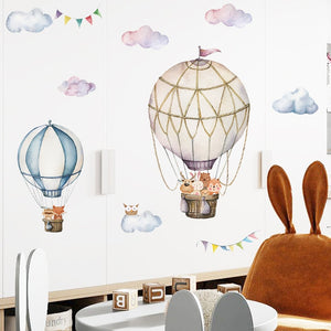 Pegatinas de decoración de pared de habitación de niños de dibujos animados, pegatinas de vinilo de globo de aire caliente para decoración del hogar, pegatinas de murales de arte, papel tapiz