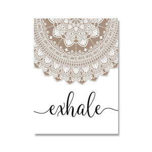 Bohemian Exhale Inhale Mandala Mindfulness Zen Wall Art Posters and Prints Picture Canvas Painting Yoga Living Room Home Decor