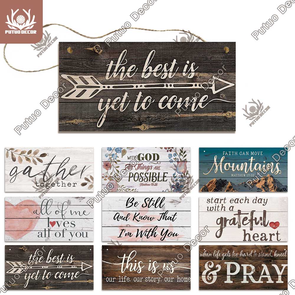 Putuo Decor Hope Wooden Signs Friendship Wood Wall Plaque Shabby Chic Sign for Wooden Pendant Home Decoration Family Gifts