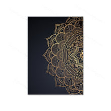 Загрузите изображение в программу просмотра галереи, Черное золото, современная мандала, абстрактные постеры, холст, картина, настенная живопись, печать, фотографии для гостиной, спальни, интерьер, домашний декор