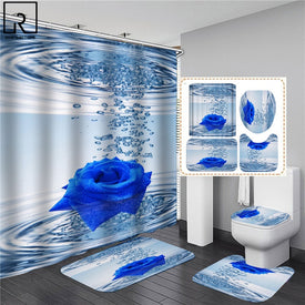 Синяя, красная, розовая, розовая, с принтом, занавеска для душа с крючками, набор ковриков для ванной комнаты, противоскользящий мягкий ковер для ванной, украшение для дома на день Святого Валентина