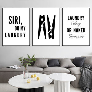 Hacer mi lavandería baño decoración cita arte cartel lavandería habitación pared imagen pinza de ropa lienzo pintura decoración del hogar impresiones HD2820