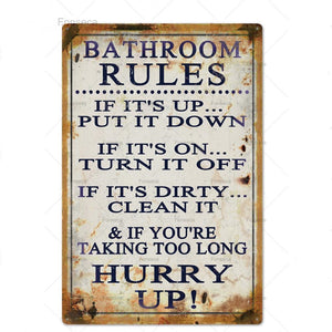 Toilet Sign Plaque Metal Vintage Bathroom Metal Sign Tin Sign Wall Decor for Toilet Bathroom Restroom