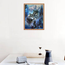 Cargar imagen en el visor de la galería, Pintura de diamante de lobo cuadrado de eneldo completo imagen de diamantes de imitación 5D DIY bordado de diamantes mosaico Animal decoración del hogar regalo