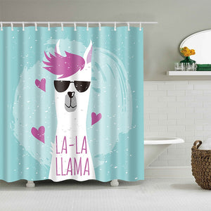 Badvorhang mit Alpaka-Muster, wasserdicht, Duschvorhang, Polyester, Cartoon-Bad, Siebdruck, Vorhang für Badezimmer, Heimdekoration