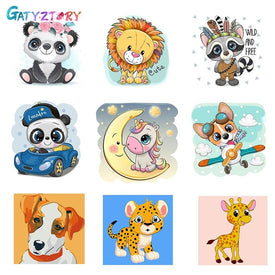 Cuadro GATYZTORY con animales bonitos, pintura de números DIY, cuadro de arte de pared moderno, pintura para niños con números, regalo único para decoración del hogar