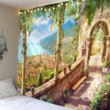 Carica l&#39;immagine nel visualizzatore della Galleria, Arazzo da parete con fiori vegetali Appeso a parete Arazzo da parete di grandi dimensioni Arazzi da parete economici Hippie Boho Tessuto Mandala