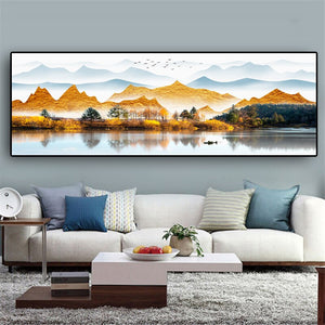 Modern Classic Autumn Landscape Art Canvas Paintings Wall Art Pictures for Living Room Decor (No Frame)