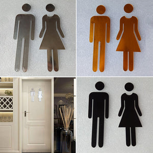 Newly MEN &amp; WOMEN Toilet Loo Bathroom Restroom WC Door Sign Adhesive Indicator Plaque Wall Doors Decor Accessories