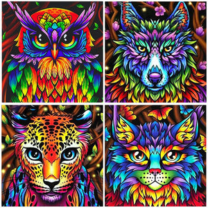 5D bricolage plein carré/rond diamant peinture "animal" lion hibou strass broderie mosaïque photo décoration de la maison 3D point de croix