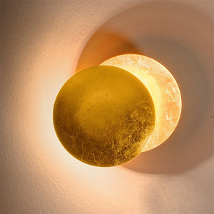 Creative Moon Eclipse Aisle Wandleuchte Korridor Nachtwandleuchte Wohnzimmer Runde Gold Kupfer LED Wandleuchte