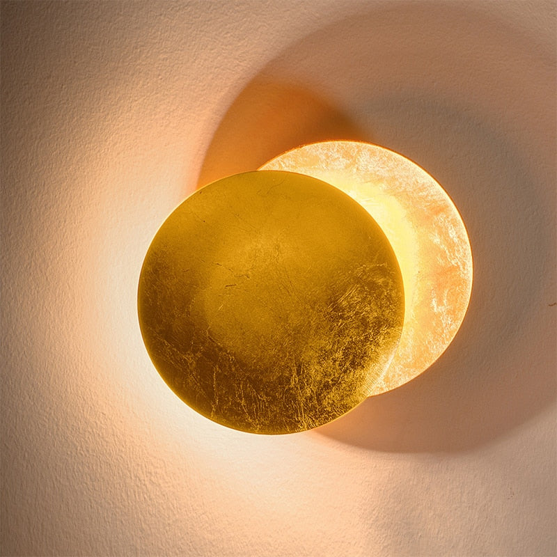 Creative Moon Eclipse Pasillo Luz de pared Pasillo Lámpara de pared de noche Sala de estar Redondo Oro Cobre LED Aplique de pared